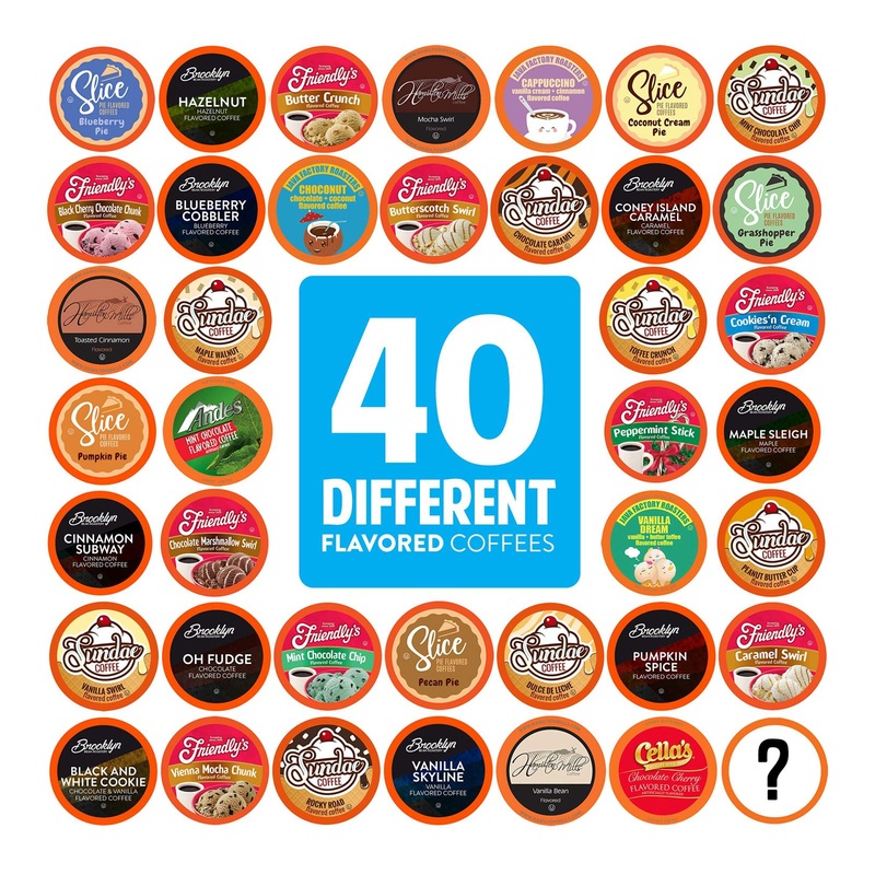 Two Rivers Coffee Flavored Pods - K Cup Compatible Assorted Variety Pack (40 Count)